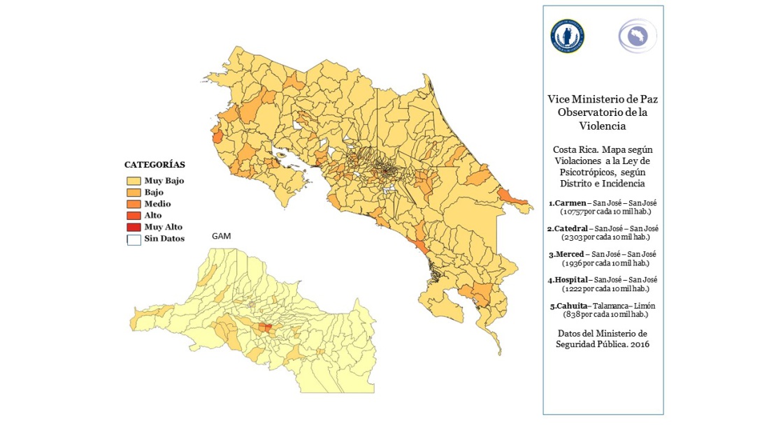 Mapa según violaciones a la Ley de psicotrópicos